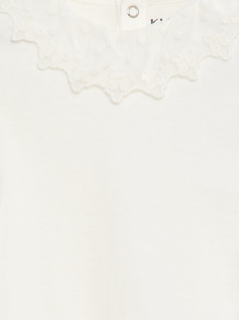 Body con colletto arricciato in pizzo Bianco - Kiabi