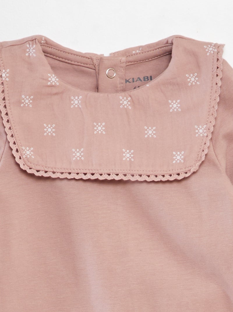 Body con colletto arricciato ROSA - Kiabi