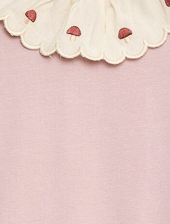 Body con colletto fantasia ricamato in cotone