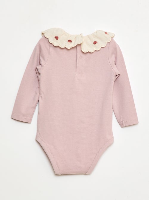 Body con colletto fantasia ricamato in cotone - Kiabi