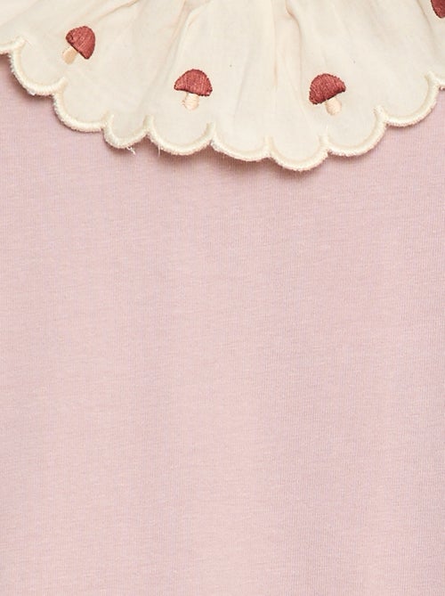 Body con colletto fantasia ricamato in cotone - Kiabi