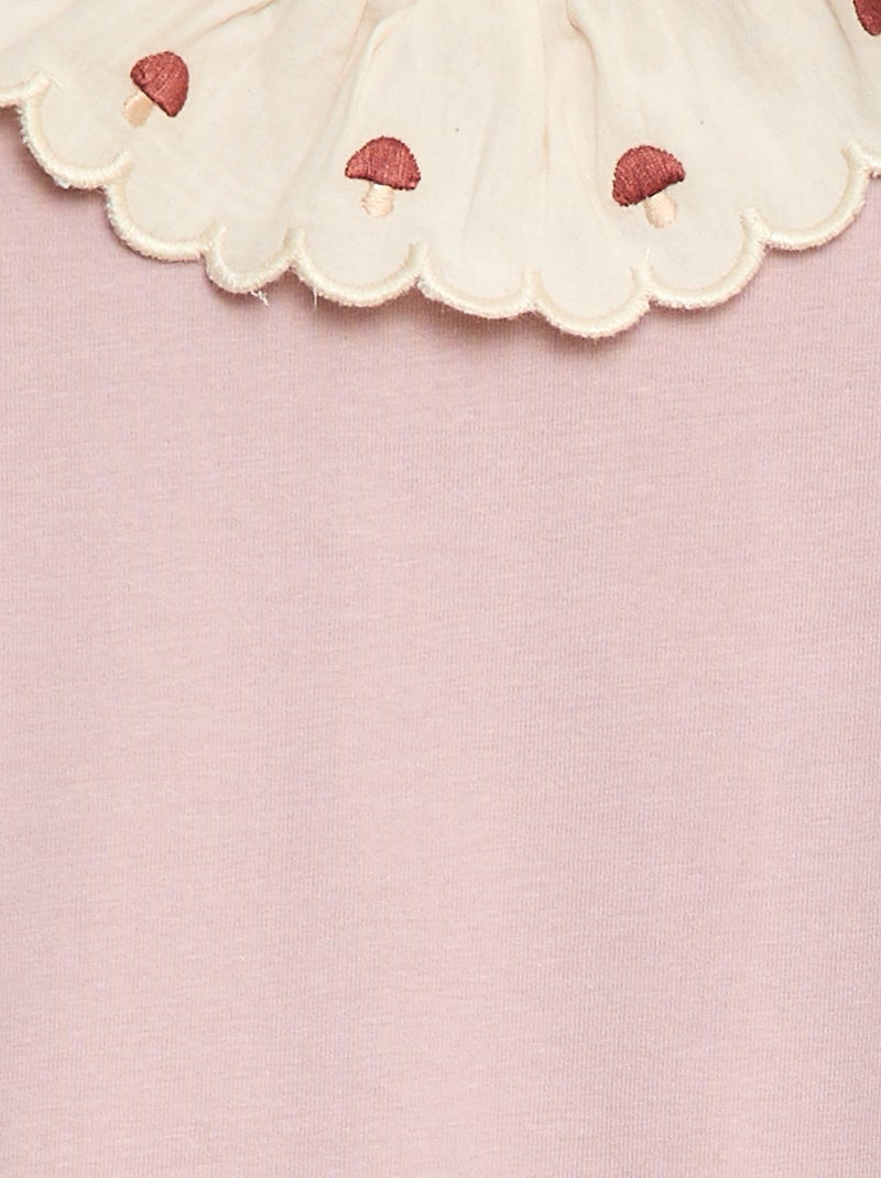 Body con colletto fantasia ricamato in cotone Viola - Kiabi