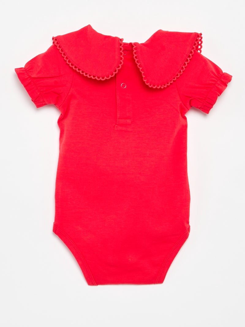 Body con colletto fantasia Rosso - Kiabi