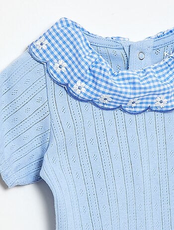 Body con colletto fantasia vichy