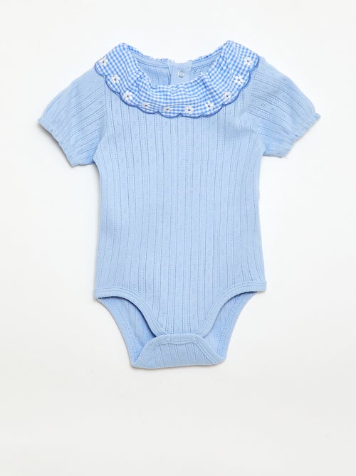 Body con colletto fantasia vichy - Kiabi