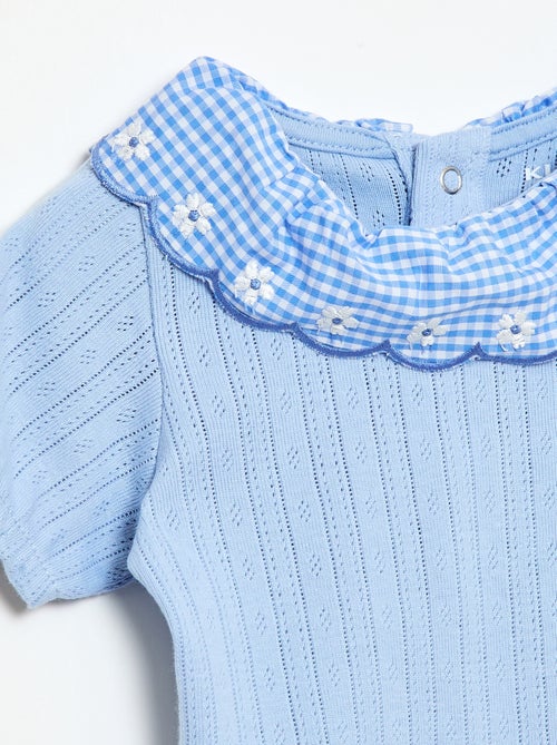 Body con colletto fantasia vichy - Kiabi