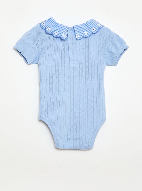 Body con colletto fantasia vichy - Kiabi