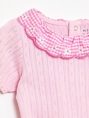 Body con colletto fantasia vichy