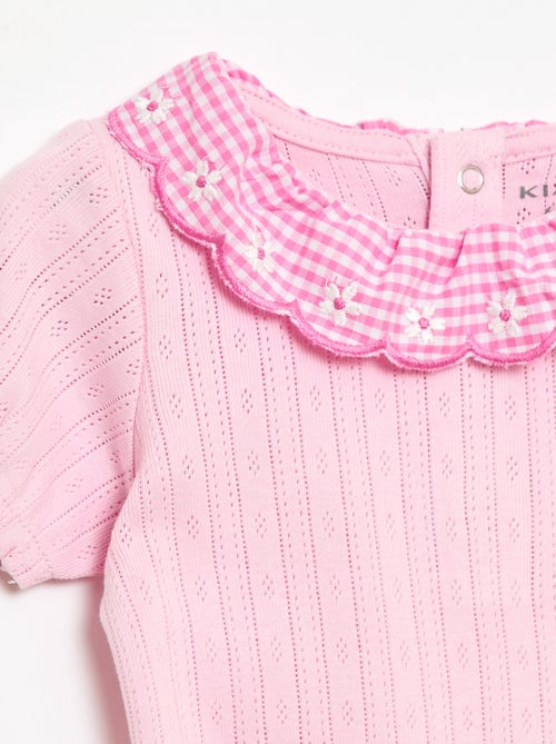 Body con colletto fantasia vichy - Kiabi