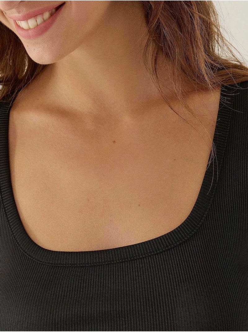 Body con colletto quadrato hiccup Nero - Kiabi