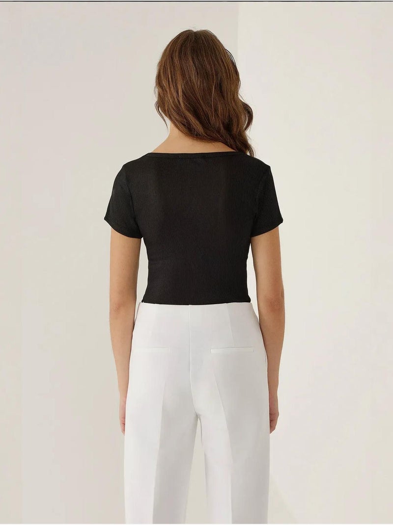 Body con colletto quadrato hiccup Nero - Kiabi