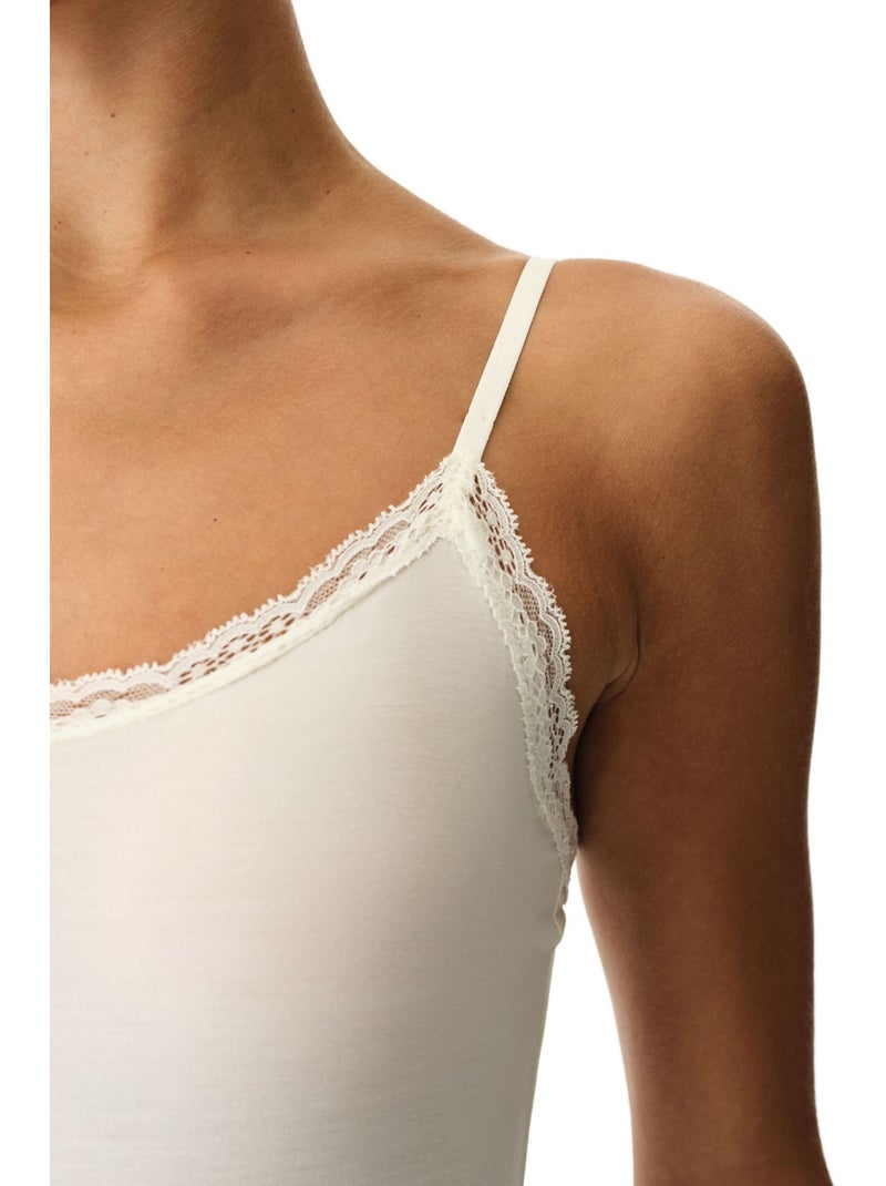 Body con dettaglio in pizzo penti Bianco - Kiabi
