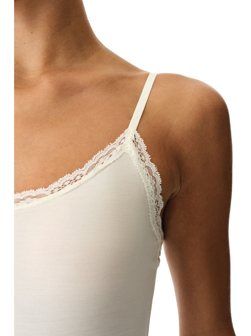 Body con dettaglio in pizzo penti Bianco - Kiabi