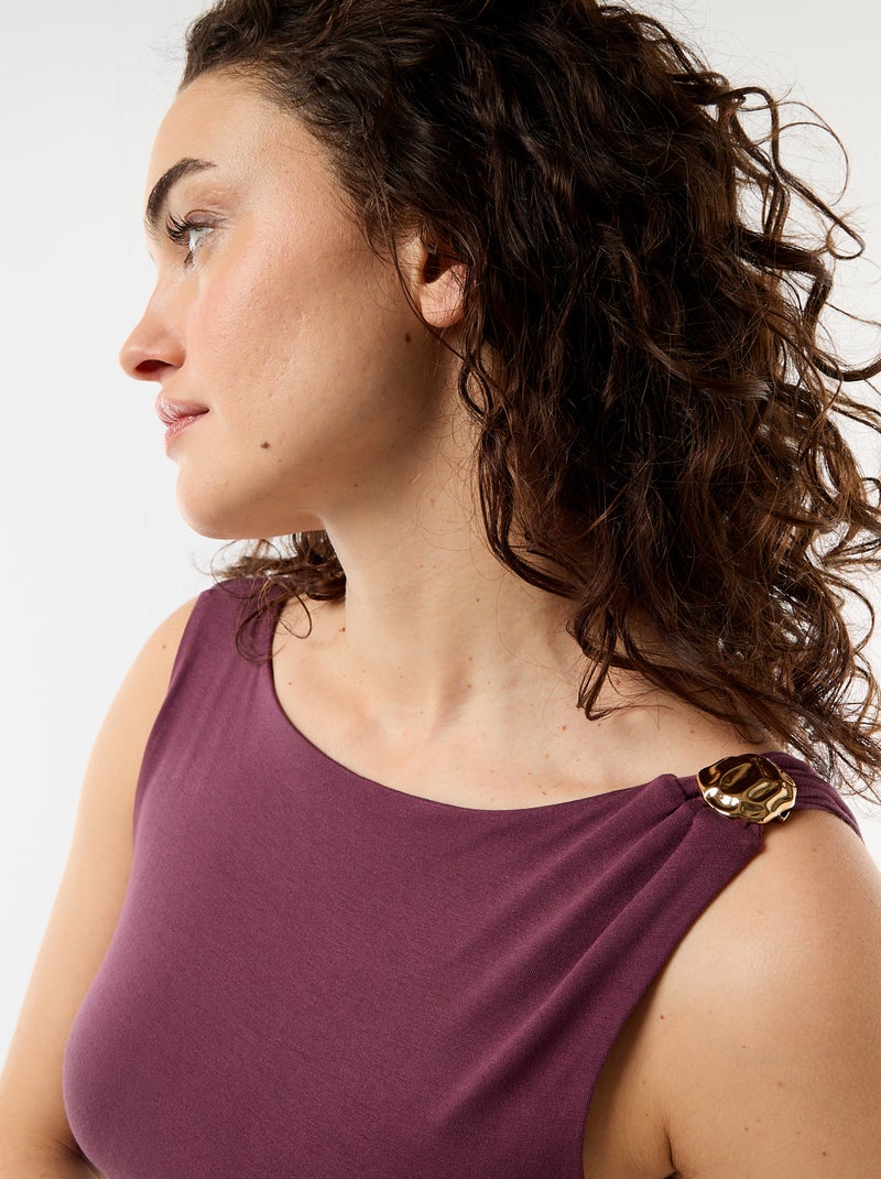 Body con scollatura profonda sulla schiena e gioiello dorato Viola - Kiabi