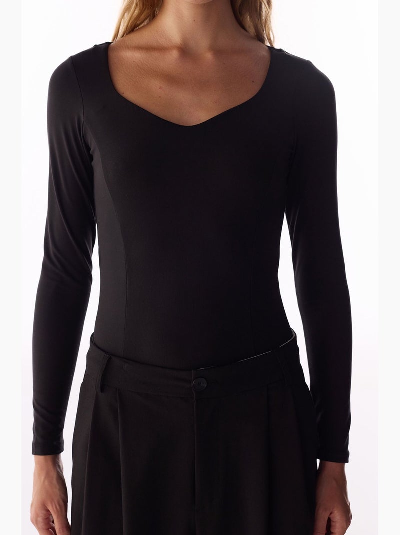 Body con scollo a cuore e maniche lunghe penti Nero - Kiabi
