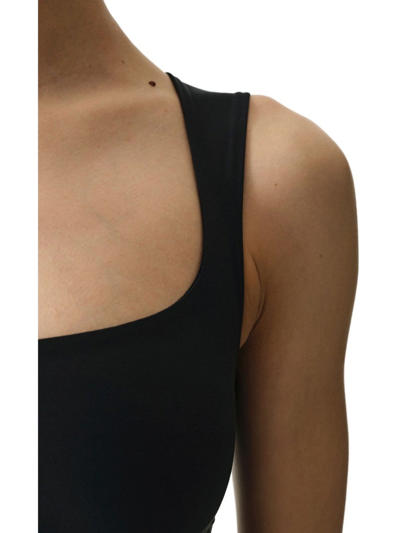 Body con scollo a u e tessuto testurizzato penti Nero - Kiabi
