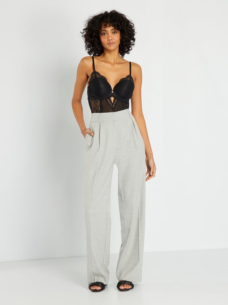 Body con scollo profondo in pizzo Nero - Kiabi