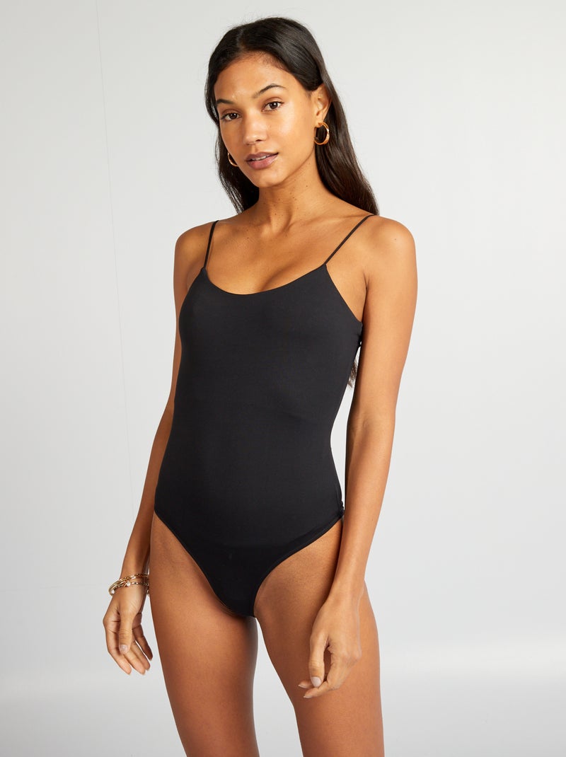 Body con spalline sottili in neoprene nero - Kiabi