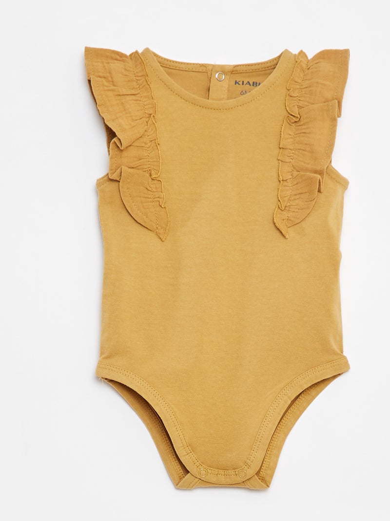 Body con volant senza maniche Giallo - Kiabi