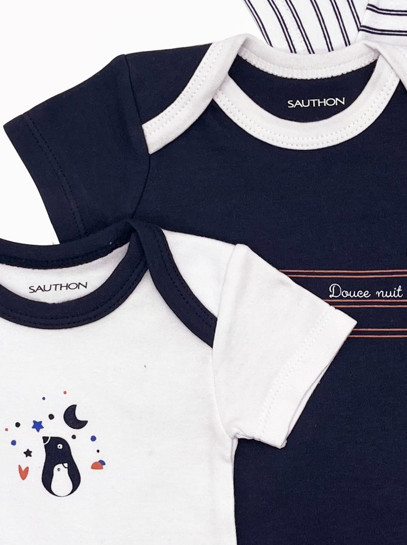 Body da neonato a maniche corte set di 3 - sauthon Blu Bianco - Kiabi