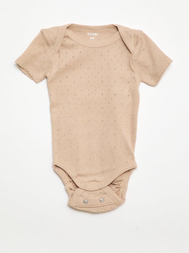 Body evolutivo in maglia tinta unita - Set da 3 Beige - Kiabi