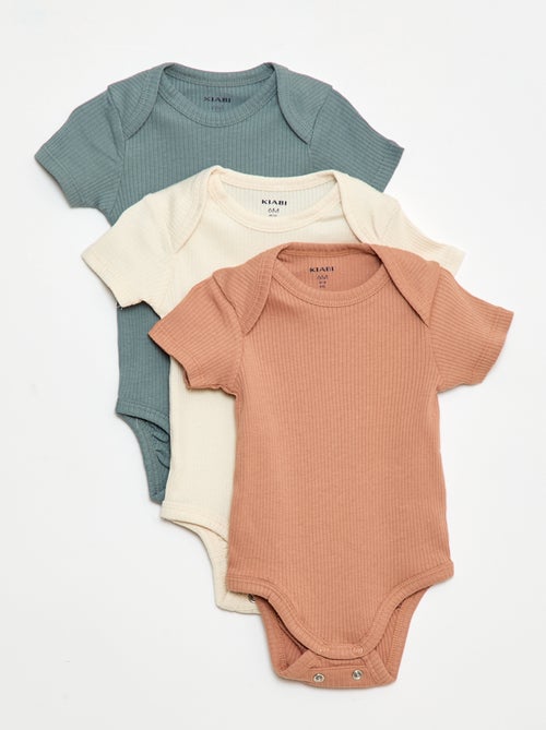 Body evolutivo in maglia tinta unita - Set da 3 - Kiabi