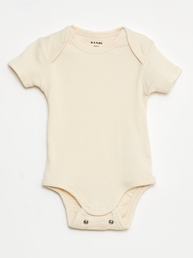 Body evolutivo in maglia tinta unita - Set da 3 Beige - Kiabi