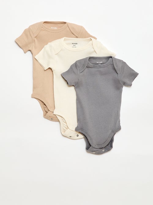 Body evolutivo in maglia tinta unita - Set da 3 - Kiabi