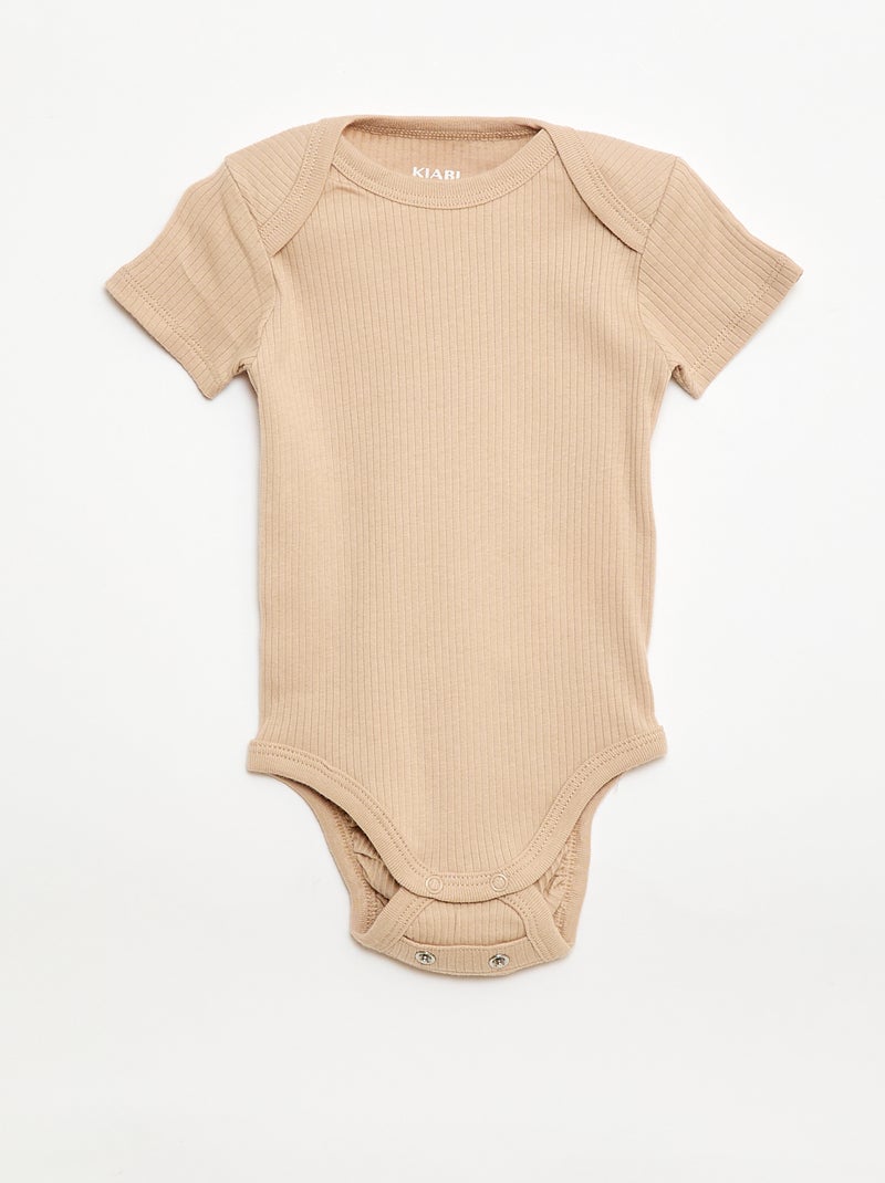 Body evolutivo in maglia tinta unita - Set da 3 Beige - Kiabi