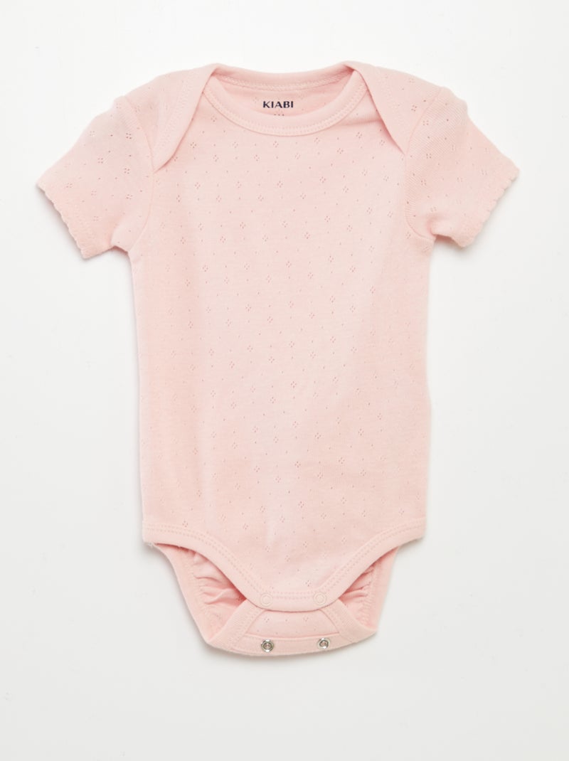 Body evolutivo in maglia tinta unita - Set da 3 ROSA - Kiabi