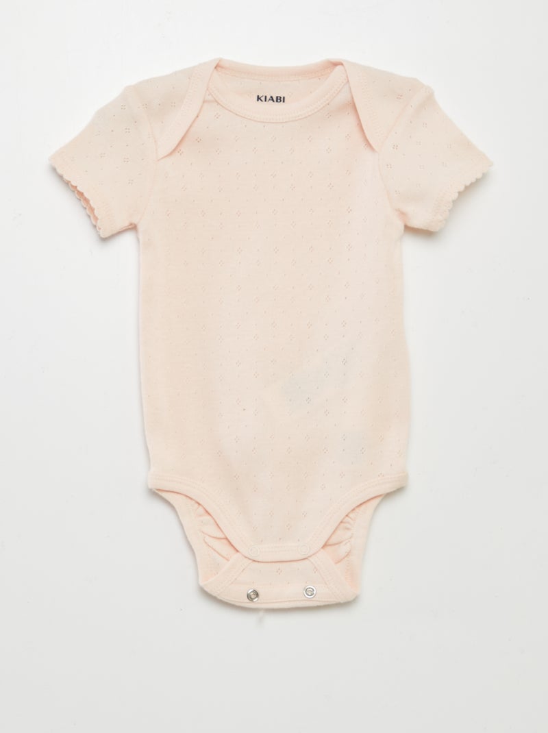 Body evolutivo in maglia tinta unita - Set da 3 ROSA - Kiabi