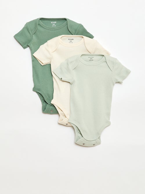 Body evolutivo in maglia tinta unita - Set da 3 - Kiabi
