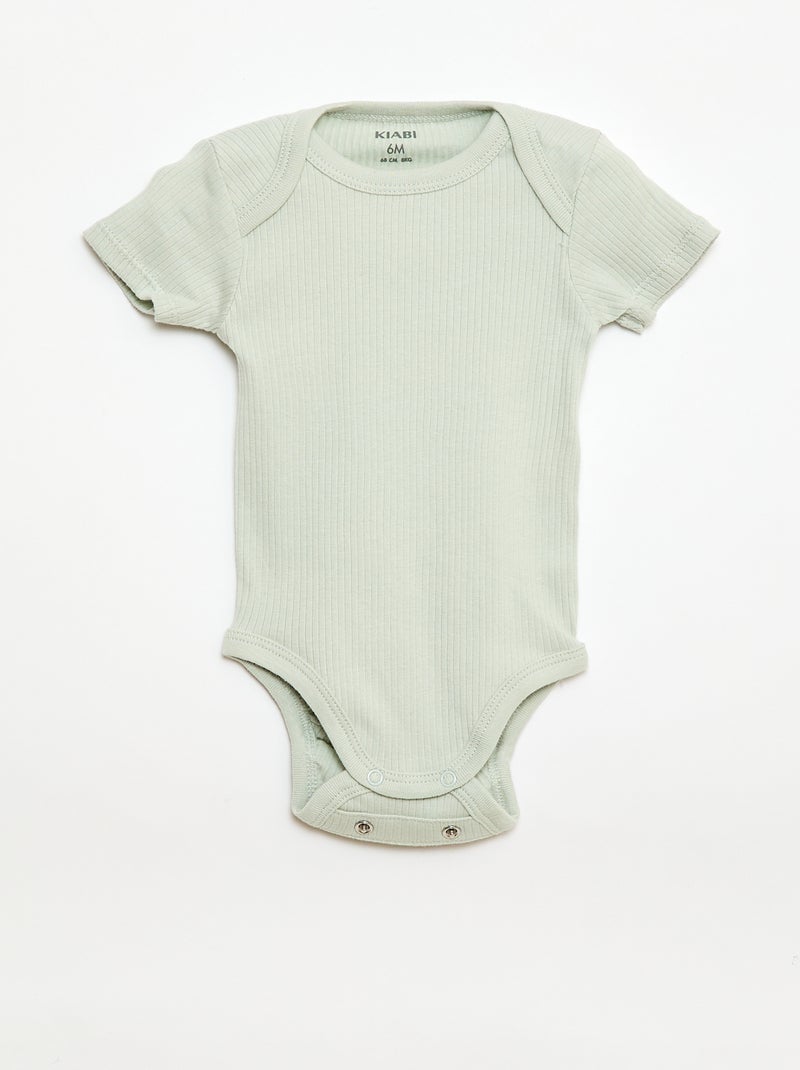 Body evolutivo in maglia tinta unita - Set da 3 Verde - Kiabi