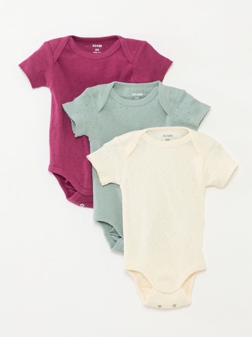 Body evolutivo in maglia tinta unita - Set da 3 - Kiabi