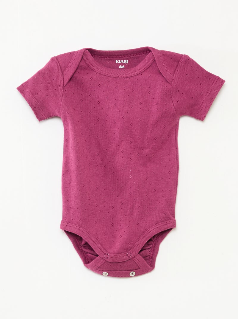Body evolutivo in maglia tinta unita - Set da 3 Viola - Kiabi