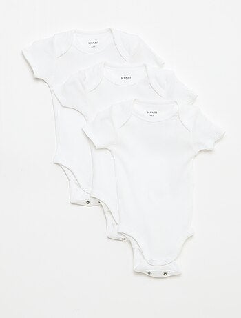 Body evolutivo in tessuto tinta unita - Set di 3