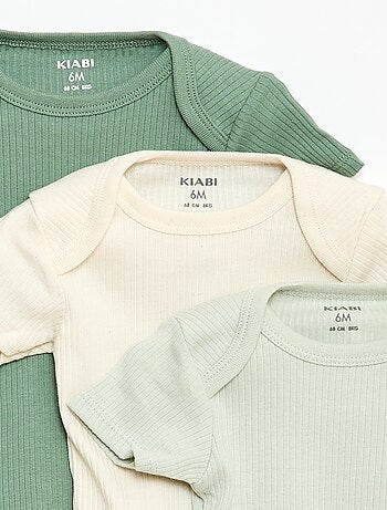 Body evolutivo in tessuto tinta unita - Set di 3