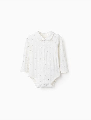 Body in cotone a manica lunga con motivo a cuore