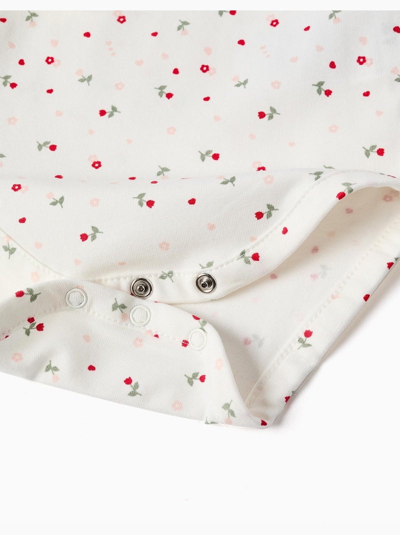 Body in cotone a manica lunga con motivo floreale Bianco - Kiabi