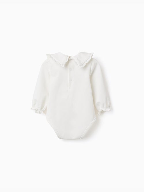 Body in cotone a manica lunga con volant - Kiabi