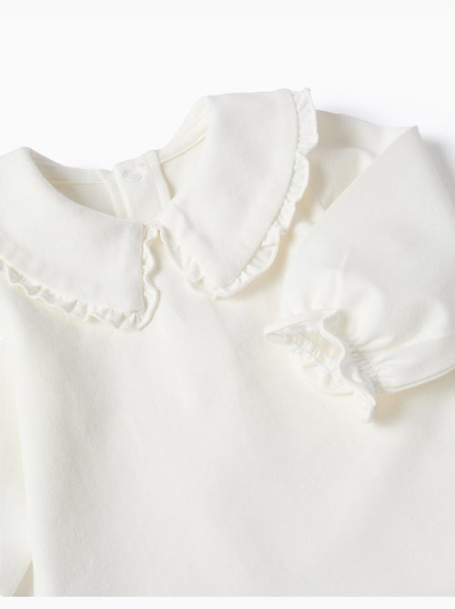 Body in cotone a manica lunga con volant - Kiabi