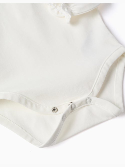 Body in cotone a manica lunga con volant - Kiabi