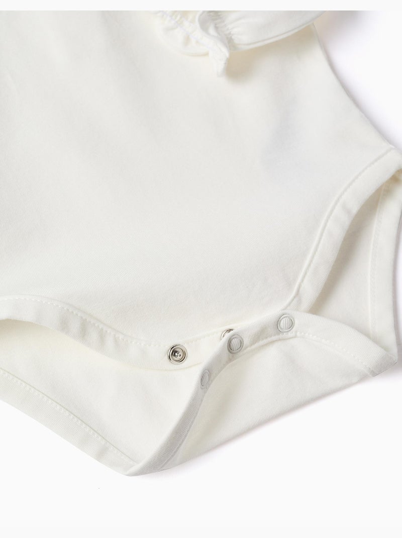 Body in cotone a manica lunga con volant Bianco - Kiabi