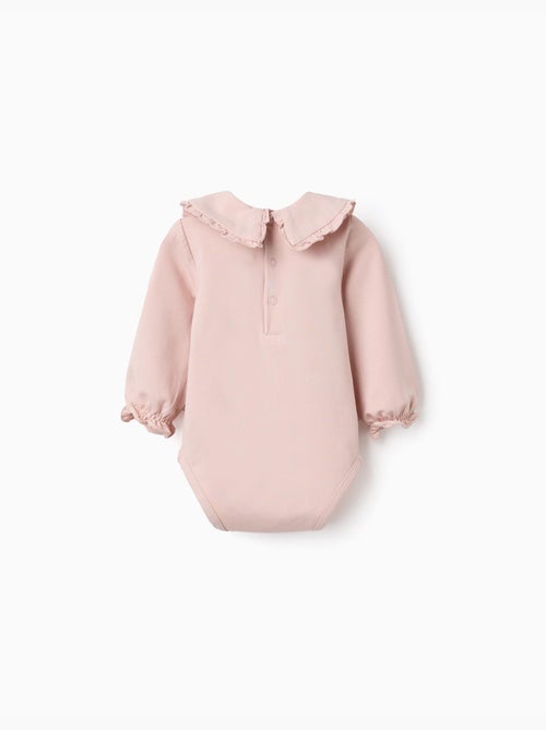Body in cotone a manica lunga con volant - Kiabi