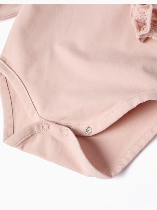 Body in cotone a manica lunga con volant - Kiabi