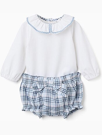 Body in cotone + bloomers a quadri b&s