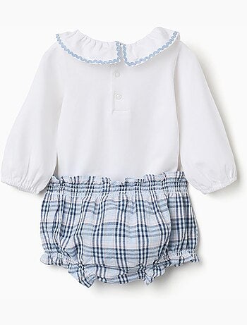Body in cotone + bloomers a quadri b&s