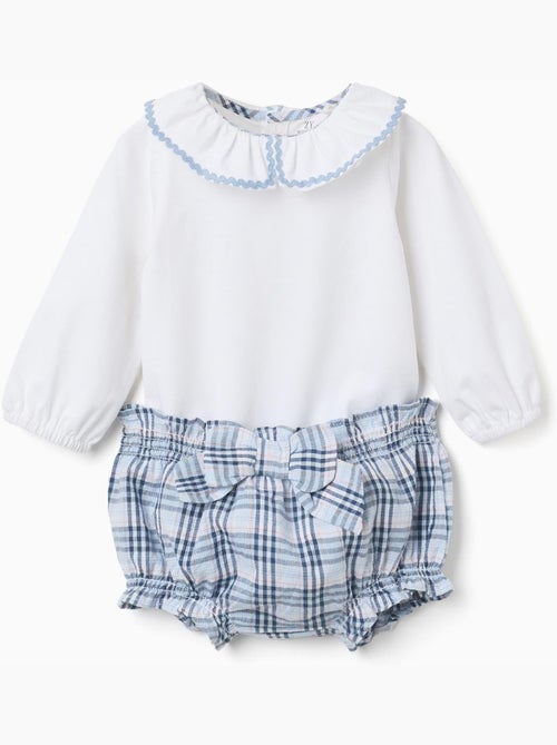Body in cotone + bloomers a quadri b&s - Kiabi
