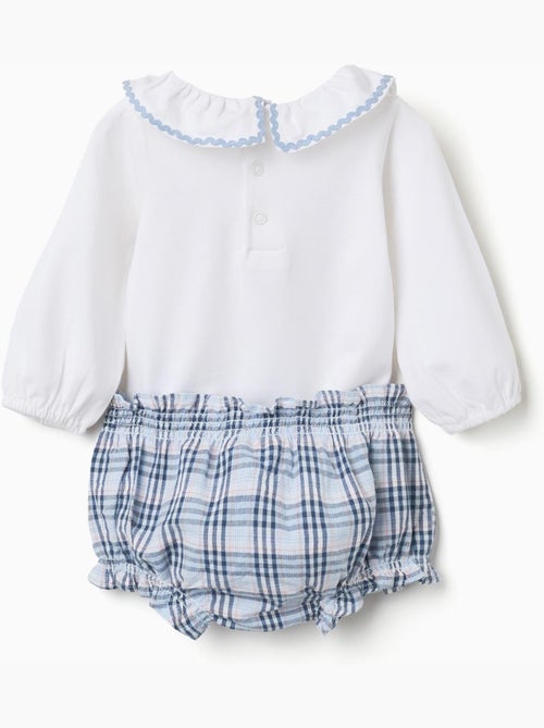 Body in cotone + bloomers a quadri b&s - Kiabi