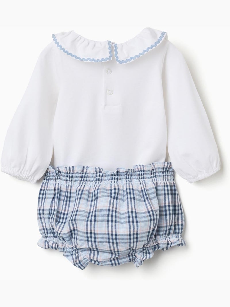Body in cotone + bloomers a quadri b&s Bianco - Kiabi